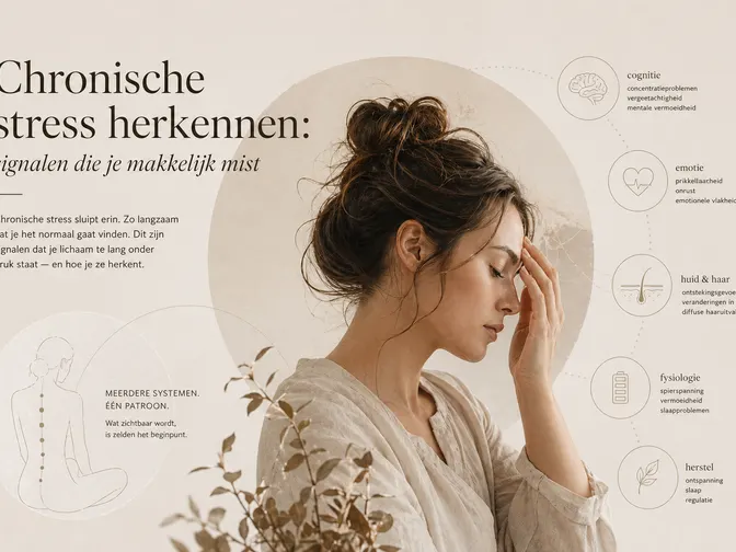 Infographic over chronische stress en lichamelijke en mentale signalen